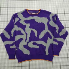 ◇ Θ パティーナ Patina ヴィンテージ 総柄ニットセーター パープル系 メンズM E  【1512020009196】