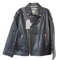 zk4 【タグ付き新品】INED　イネド　レザーライダースジャケット　黒　ブラック　レディース　11号　Lサイズ　本革　ジップアップ　綺麗め　アウター　希少　高級