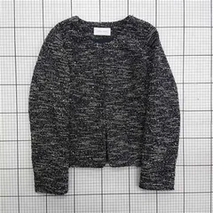 ◇ Θ グローバルワーク GLOBAL WORK ツイードノーカラージャケット GWOC2274AD レディース M ブラック系 E  【1512020011694】