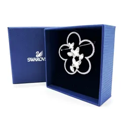 ✨良品✨ SWAROVSKI スワロフスキー ブローチ フラワーモチーフ バタフライモチーフ シルバー 銀色 クリスタルストーン ユニセックス 男女兼用 メンズ レディース