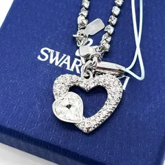 【良品】 SWAROVSKI スワロフスキー ブレスレット ハート チャーム クリスタルストーン キーホルダー ユニセックス 男女兼用 メンズ レディース