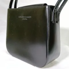 【訳あり特価】キャサリンハムネット レザー ハンドバッグ 黒 スクエア ボックス Y2K モード