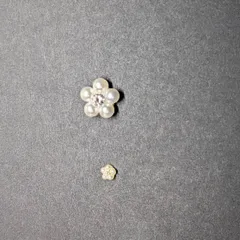 花形  フラワー パール  パーツ6個セット 大3小3 ミックス  ネイル シルバー