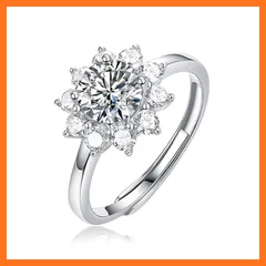 【新品】 【SHINGYODO】1カラット フリーサイズ プロポーズリング 特集 モアサナイト 925シルバー 18Kホワイトゴールド仕上げ フリーサイズ レディース モアッサナイト指輪 (サンフラワー) 1