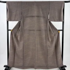 【美品】 小紋 身丈162cm 裄丈66.5cm M 単衣 小花 麻の葉 灰紫 正絹 名品 【中古】