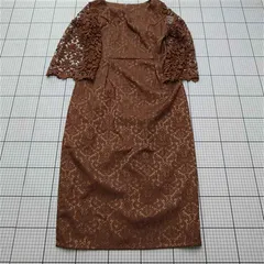 ◇ ⊂ ワンピース ドレスプラス DRESS+ cy88218 レース袖ミディ丈ワンピース ブラウン Mサイズ レディース E  【1512020032149】