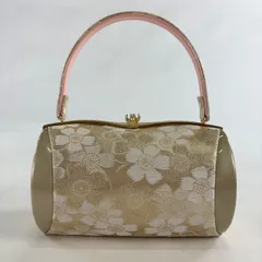 【美品】 和装バッグ 優品 フォーマル 桜 箔 金色 和装小物  【中古】