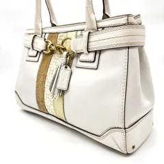 【良品】 COACH コーチ トートバッグ ハンドバッグ ショルダーバッグ シグネチャー レザー 革 ホワイト 白色 ユニセックス 男女兼用 メンズ レディース