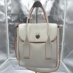 katespade ケイトスペード ホワイト ハンドバッグ ショルダーバッグ レザー 赤ステッチ