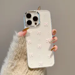 【特価商品】QLTYPRI iPhone 15 Pro Max 用 ケース クリア ピンク ミニリボン おしゃれ 韓国 iphone15promax 用 ケース 透明 可愛い 耐衝撃 スマホケース 立体 りぼん装飾 きらきら アイフォン15 Pro Max カ