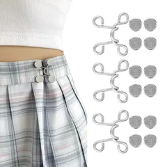 縮める【3セット】ジーンズ 調整ボタン リベット付き 縫い目ない 調整 デニム 付け替え 取付簡単 ウエスト ウエストバックル ゆるゆるのジーンズ/ズボン/スカート/Tシャツ/パーカーなどを調節する取り外し可能ボタン 調節可能 BaraRose (シルバー 3