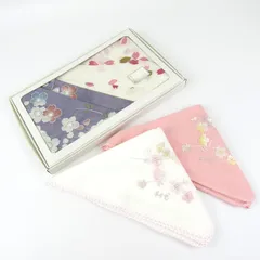 宇野千代 ハンカチ 3点セット 未使用 和柄 花柄 ブランド まとめて 箱キズ有 レディース unochiyo