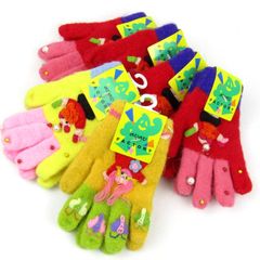 のびのびファクトリー 手袋 6点セット 未使用 人形 アップリケ グローブ 雑貨 まとめて 大量 子供用 キッズ 女の子用