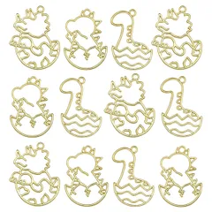 セッティング カワイイ ブラキオサウルス トリケラトプス 恐竜シリーズ カン付き 大量 アクセサリーパーツ uvクラフト セット ゴールド パーツ フレーム から枠 空枠 レジン枠 DIY MUNCVY イヤリングパーツ