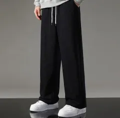 (2点まとめ/新品)ユニセックス 起毛 ワイド パンツ ズボン M ブラック グレー