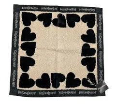 未使用 イヴサンローラン ハンドタオル ミニタオル YSL ベージュ ブラック ハート レディース YvesSaintLaurent