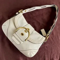 Coach Vintage Soho Buckle Flap Braided Hobo Shoulder Bag Ivory Glove-Tanned Leather y2k