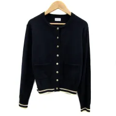 クミキョク 組曲 KUMIKYOKU KMKK ニットカーディガン ラウンドネック ショート丈 無地 2 紺 ネイビー ベージュ /YS27