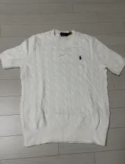 ポロ ラルフローレン ケーブル ニット 半袖 白 M