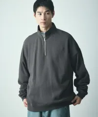 フリークスストア オーバーサイズ 起毛 ハーフ ジップアップ スウェット スウェット チャコール L