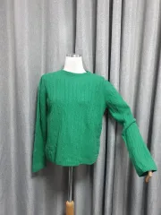 ウール100% グリーン ケーブル ニット