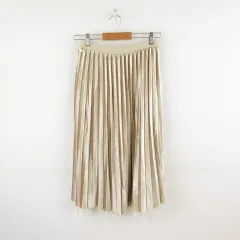 コクレ COQULE スカート ミモレ丈 プリーツ レース ベージュ オフホワイト 白 *T791