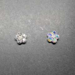 8mm 花形フラワー ネイルパーツ 6個セット クリア/オーロラAB/ミックス　ストーン ラインストーン デコパーツ ネイルアート