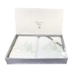 未使用 クリスチャンディオール Christian Dior タオルセット ディオール 2枚  コットン 綿 100％  ホワイト 　白 DIOR 2枚セット 未使用品 ブランド雑貨　