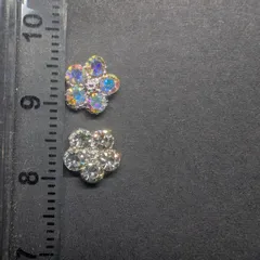 ✨お得セット✨ 8mm 花形 フラワー ネイルパーツ 6個(クリア3+オーロラ3) ラインストーン デコパーツ ネイルアート