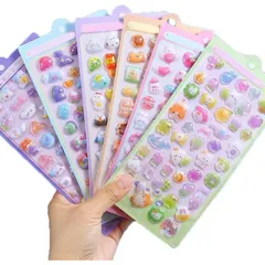 ごほうびシール ぷっくり 3D 立体 デコシール 可愛い 飾り用 DIY 手帳用 貼り付け可能 手芸用品 (6枚セット) 1