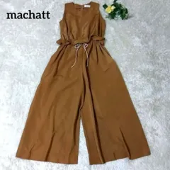 machattマチャット　ウエスト　ギャザー　オールインワン　サロペット　ノースリーブ　春夏 リボン　ワイドパンツ　MACHATT