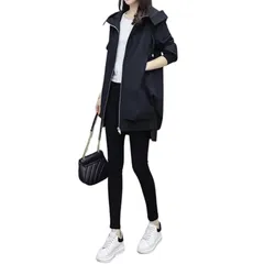 [VIVEL] ウインドブレーカー レディース アウター 薄手 軽量 撥水 フード付き 登山 スポーツ アウトドア (M, ブラック) 0