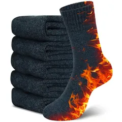 [Lavento] 靴下 メンズ ソックス 冬 【5足セット・ウール裏パイル・耐久性アップ】 防寒靴下 ウールソックス あったか 厚手 防寒 保温 消臭 360°蓄熱 伸縮性 室内 アウトドア スキー スポーツ 24-28 (ネイビー*5) 0