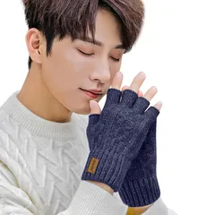 [HORADON] 手袋 メンズ 冬 防寒 ニットグローブ 【裏起毛・瞬間で5℃上昇・スマホ対応・暖かさが身に染みる】 防寒グローブ 厚手 ニット手袋 保温 てぶくろ 人間工学 暖かい 柔らか 伸縮性 バイク サイクリング 通勤 通学 男女兼用 (A1-ネ 1