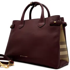 美品 BURBERRY バーバリー ミディアム バナートート 2way ショルダーバッグ メガチェック ボルドー レディース ノバチェック 斜めがけ