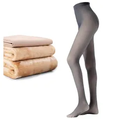 [Pneito] タイツ 裏起毛 肌色 レディース 冬 透け感タイツ 着圧 ストッキング風 暖かい 防寒 【伸縮性 美脚 美尻 保温】 一体式 秋冬 フリーサイズ 5色 (グレー（肌色透け）, 200g（0～15℃対応） 0