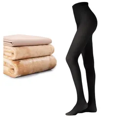 [Pneito] タイツ 裏起毛 肌色 レディース 冬 透け感タイツ 着圧 ストッキング風 暖かい 防寒 【伸縮性 美脚 美尻 保温】 一体式 秋冬 フリーサイズ 5色 (85g（10～25℃対応）, ブラック（透けない）) 0