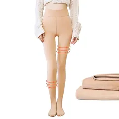 [glossave] タイツ 裏起毛タイツ 透け感 フェイクタイツ レディース タ イツ ストッキング風 厚手暖かい【美脚 美尻 伸縮性 保温】 一体式 秋冬 着圧 裏起毛 防寒 フリーサイズ 4色 (300g【-15℃～5℃に適用】, 肌色) 0