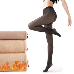 [YUMISS] 裏起毛タイツ レディース 透け感 【暖かく足も自然と細見せ・程よい着圧で美脚美尻】 フェイクタイツ ストッキング感 寒さ対策 一体式 動きやすい 伝線しにくい アウトドア レギンス (JP, アルファベット, Free Size, 黒透け 0