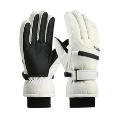 [MOWO] スキーグローブ レディース 防寒手袋 【プロ仕様撥水加工】【3層保温素材・ファスナーポケット付き・指5本でタッチパネル対応・グリップ力MAX】 滑り止め 裏起毛 紛失防止 スノー スキー スノボ 登山 雪遊び バイク 除雪作業 フリーサイズ  1