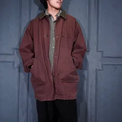 80’s USA VINTAGE LL Bean CORDULOY COLLAR DESIGN DUCK COVERALL JACKET MADE IN USA/80年代アメリカ古着エルエルビーンコーデュロイ襟デザインダックカバーオールジャケット