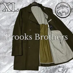 未使用級 大きいサイズ Brooks Brothers ブルックスブラザーズ SPECIAL SELECTION チェスターコート ロングコート ダブルブレスト 銀ボタン メタルボタン ウール カーキ系 グリーン系 サイズ42(XL相当)