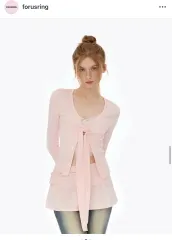 ポーリング タイ リー リボン カーディガン ピンク forusring