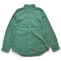RALPH LAUREN ラルフローレン ボタンダウンシャツ CLASSIC FIT FEATHER WEIGHT TWILL イエローQRタグ サイズM グリーン メンズ