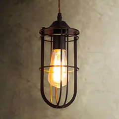 【迅速に発送】Cerdeco 檻のようなシェードがレトロ ペンダントライト 異国情緒あふれる ヴィンテージ風 インダストリアルインテリア 天井照明 PSE認証済み e26 吊り下げ照明 インテリア照明 直径120×高さ280(mm) PDT29