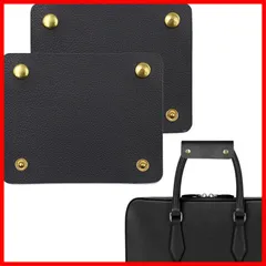 便利なビジネスバッグ トートバッグ レザーセット（2個）滑り止めハンドル 携帯手袋 バッグ ハンドルカバー (ブラック) 持ち手カバー