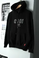 W(S) O!Oi フード付きTシャツ ビックロゴ ブラック オールドスクール-16699