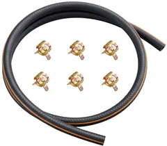 【フォロー割】内径5mm 燃料ホース 全長1m ガソリンホース フューエルホース 高性能ニトリルゴム(NBR)ホース 三重構造 耐油・耐圧・耐熱 6個専用クランプ付 自動車・バイク用