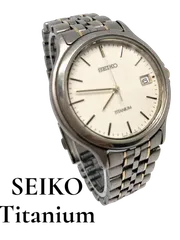 SEIKO セイコー スピリット デイト ラウンド 7N42-8A60 夜光文字盤 チタン チタニウム スクリューバック 電池交換済 稼働品