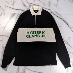 19SS HYSTERIC GLAMOUR HYS SYMBOL シャツ ラグビージャージ S 黒×生成 ロゴプリント ハーフボタン プルオーバー